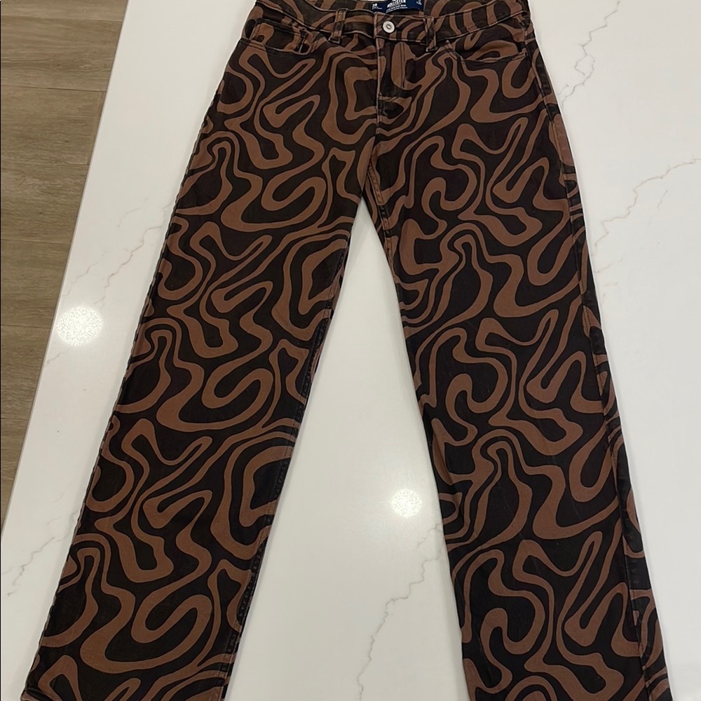 Hollister Women's Brown Patterned Straight Jeans